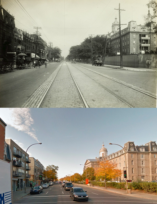 Avant-Après  de St-Denis vers le nord de la Rue Cherrier