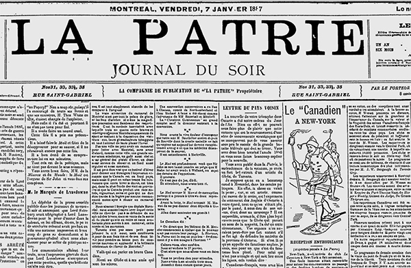 Édition du 7 janvier 1887, La Patrie de Montréal. 