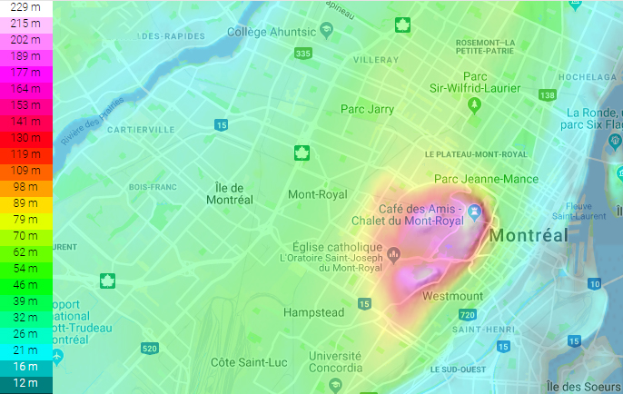 Carte Topographique autour du Mont-Royal