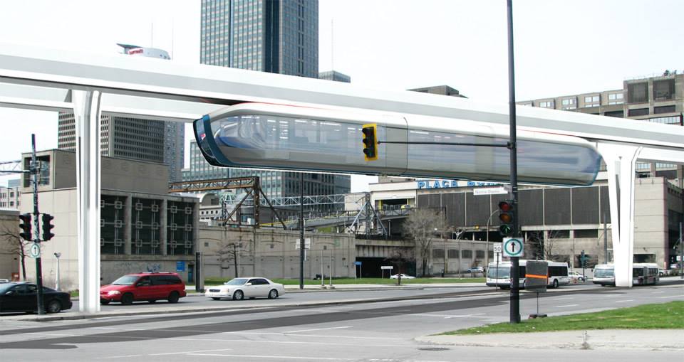 Le monorail modèle UB1 de MGV Québec proposé en 2014.
Page Facebook de MGV Québec