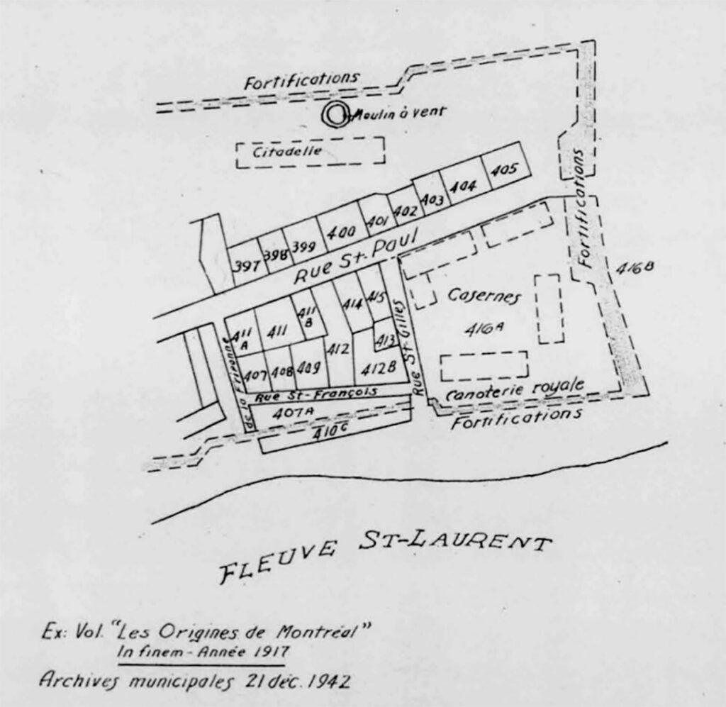 Rue Saint-François sur un plan de 1917