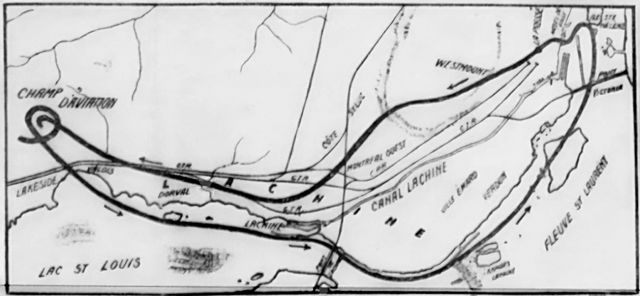 Plan de Vol de Jacques de Lesseps au dessus de Montréal