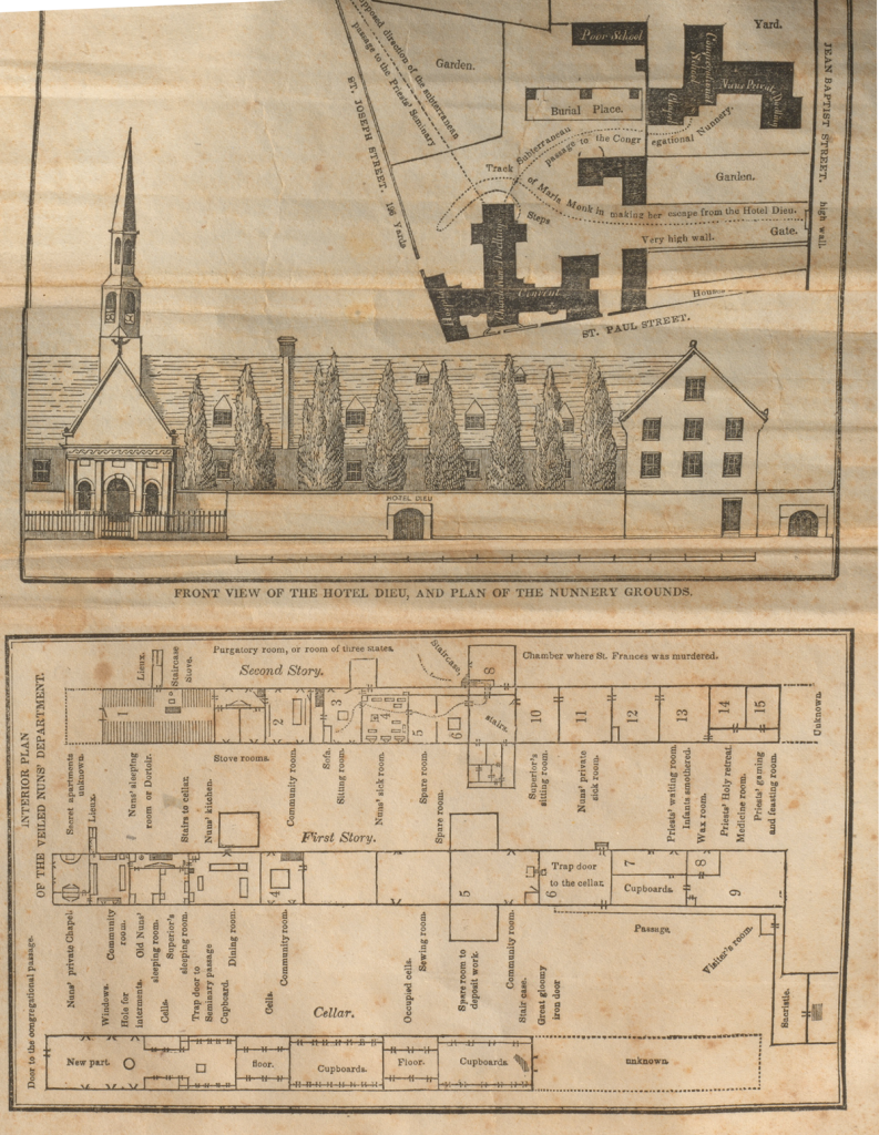 Plan de l'Hôtel Dieu tirée du livre de Maria Monk